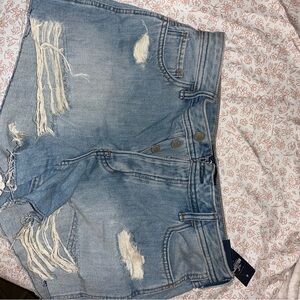 Hollister Blue Distressed Jean Shorts High-Waisted